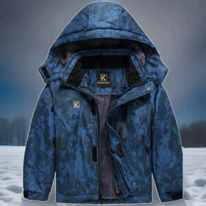 NWT Keevoom Boys Winter Ski Jacket Windproof Kids Fleece Snow Coat Hood Size 4-5